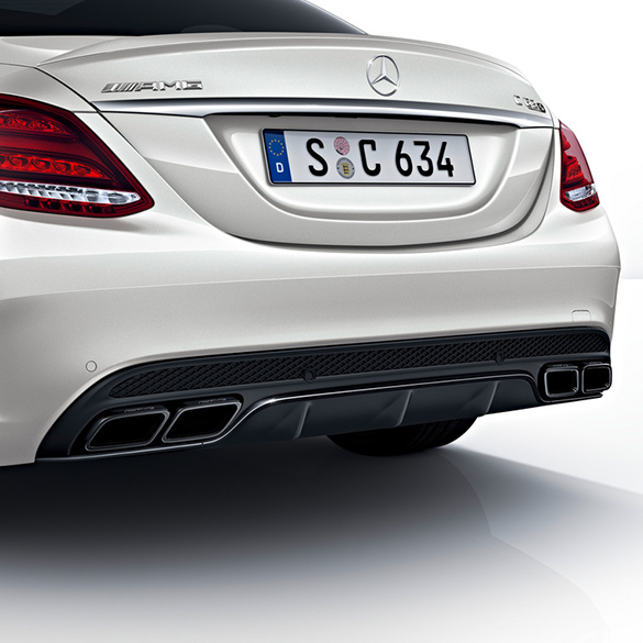Mercedes Benz W205 C CLass C300 C400 C63 AMG Rear Diffuser Kit w/ Exhaust Tips - Night Package